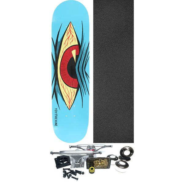 Toy Machine Skateboards Mad Eye Blue Skateboard Deck - 7.75" x 32" - Complete Skateboard Bundle